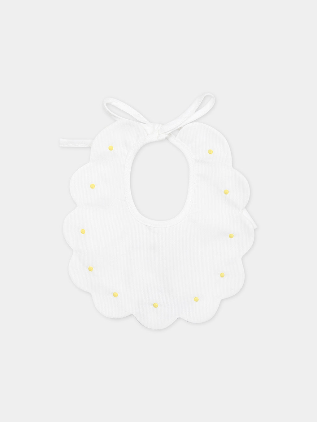 White bib for baby kids with polka dots
